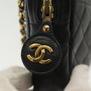 CHANEL Matelasse Chain Shoulder Bag Lamb Skin Black Gold CC Auth fm4843-8