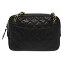 CHANEL Matelasse Chain Shoulder Bag Lamb Skin Black Gold CC Auth fm4843-13