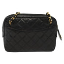 CHANEL Matelasse Chain Shoulder Bag Lamb Skin Black Gold CC Auth fm4843-2