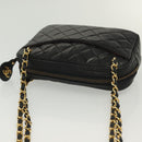 CHANEL Matelasse Chain Shoulder Bag Lamb Skin Black Gold CC Auth fm4843-6