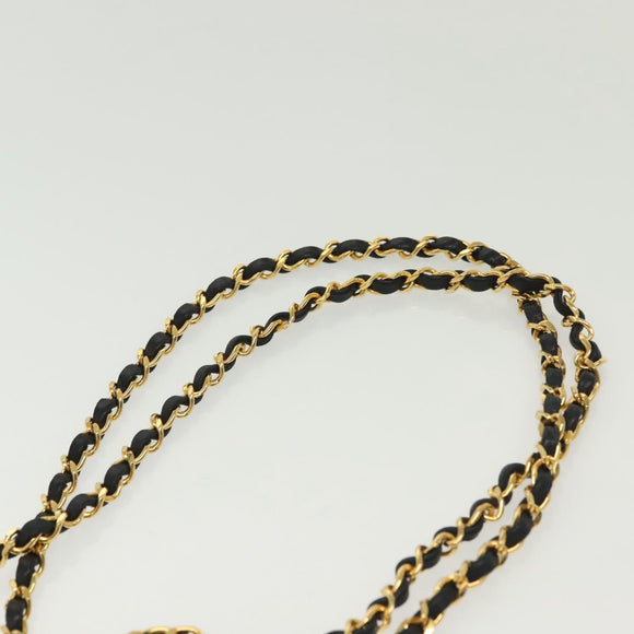 CHANEL Matelasse Chain Shoulder Bag Lamb Skin Black Gold CC Auth fm4843