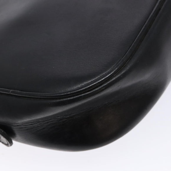 CELINE Shoulder Bag Leather Black Gold Auth fm4845