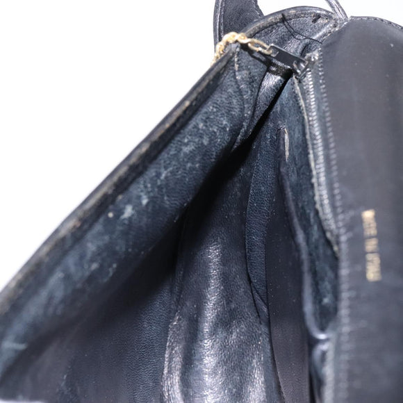 CELINE Shoulder Bag Leather Black Gold Auth fm4845