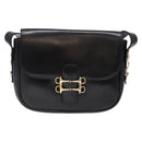 CELINE Shoulder Bag Leather Black Gold Auth fm4845-13