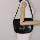 CELINE Shoulder Bag Leather Black Gold Auth fm4845-22