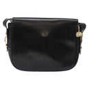 CELINE Shoulder Bag Leather Black Gold Auth fm4845-2