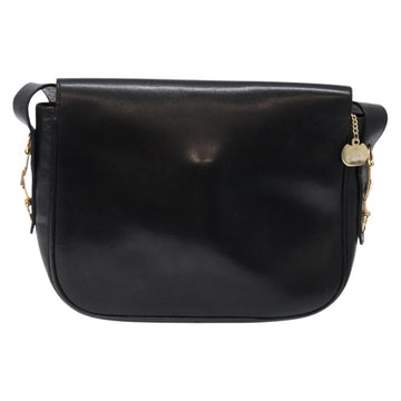 CELINE Shoulder Bag Leather Black Gold Auth fm4845 - 0