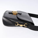 CELINE Shoulder Bag Leather Black Gold Auth fm4845-3