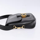CELINE Shoulder Bag Leather Black Gold Auth fm4845-4