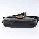 CELINE Shoulder Bag Leather Black Gold Auth fm4845-5
