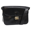 CELINE Shoulder Bag Leather Black Gold Auth fm4846-1