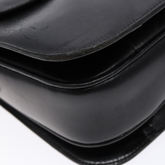 CELINE Shoulder Bag Leather Black Gold Auth fm4846