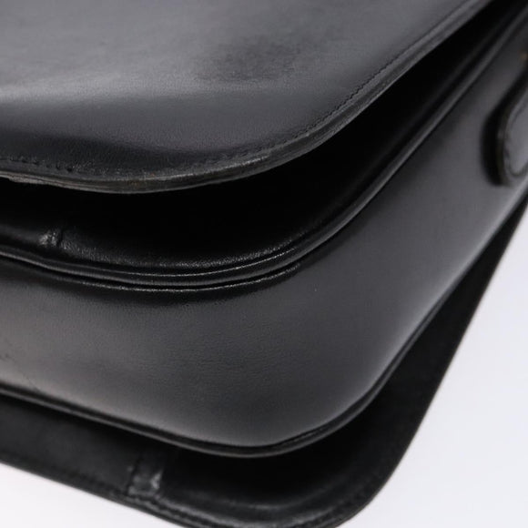 CELINE Shoulder Bag Leather Black Gold Auth fm4846