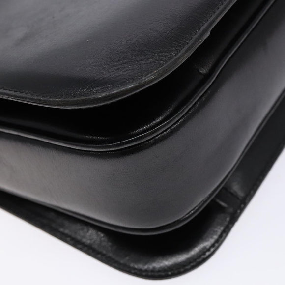 CELINE Shoulder Bag Leather Black Gold Auth fm4846