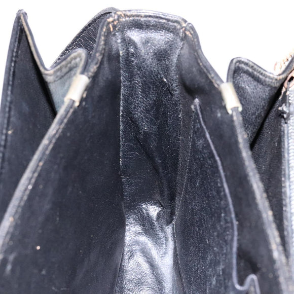 CELINE Shoulder Bag Leather Black Gold Auth fm4846