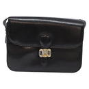 CELINE Shoulder Bag Leather Black Gold Auth fm4846-13
