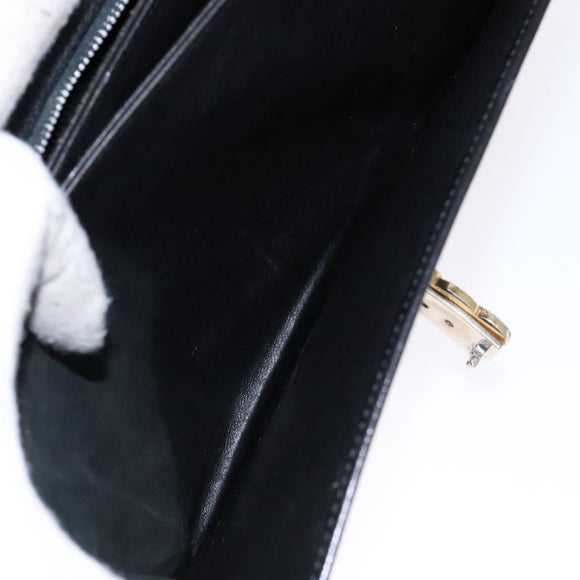 CELINE Shoulder Bag Leather Black Gold Auth fm4846