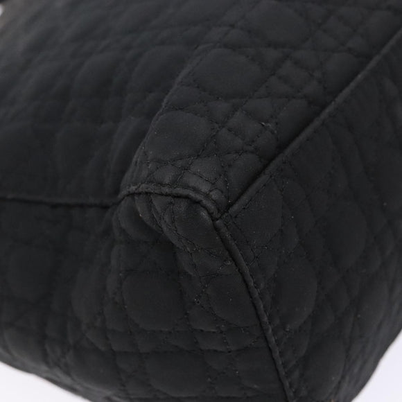Christian Dior Canage Hand Bag Nylon Black Gold Auth fm4847