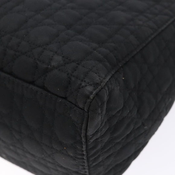 Christian Dior Canage Hand Bag Nylon Black Gold Auth fm4847