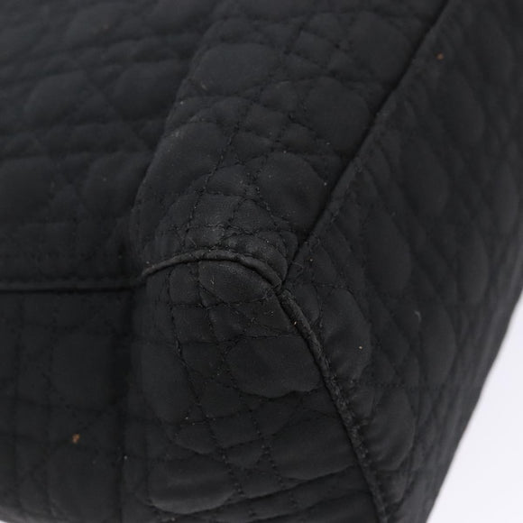 Christian Dior Canage Hand Bag Nylon Black Gold Auth fm4847