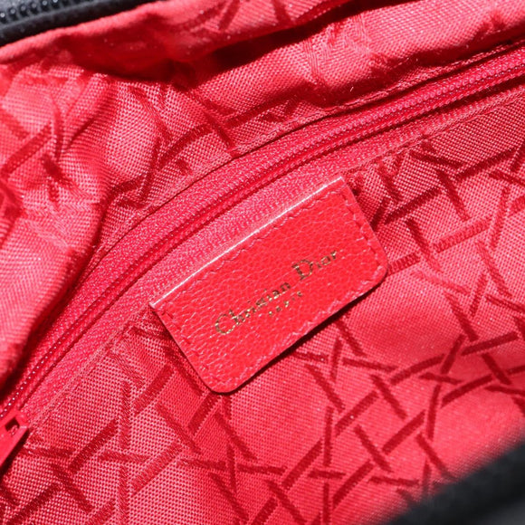 Christian Dior Canage Hand Bag Nylon Black Gold Auth fm4847