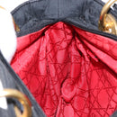 Christian Dior Canage Hand Bag Nylon Black Gold Auth fm4847-20