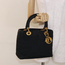 Christian Dior Canage Hand Bag Nylon Black Gold Auth fm4847-22