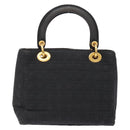 Christian Dior Canage Hand Bag Nylon Black Gold Auth fm4847-2