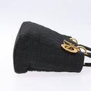 Christian Dior Canage Hand Bag Nylon Black Gold Auth fm4847-3