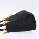 Christian Dior Canage Hand Bag Nylon Black Gold Auth fm4847-4