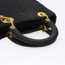 Christian Dior Canage Hand Bag Nylon Black Gold Auth fm4847-7
