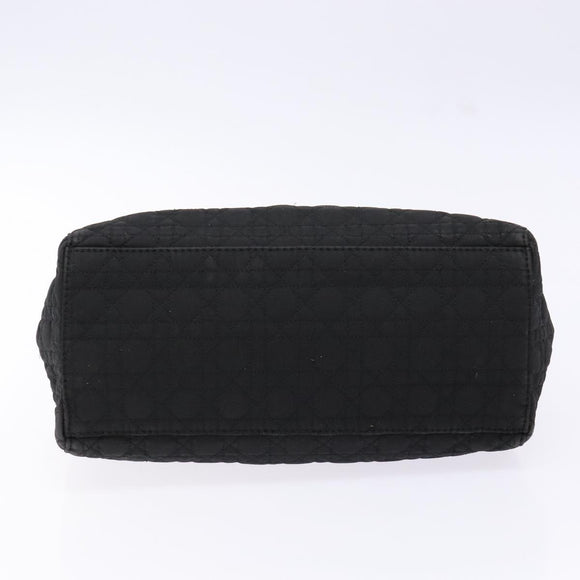 Christian Dior Canage Hand Bag Nylon Black Gold Auth fm4847