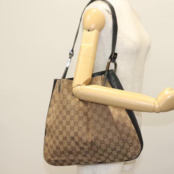 GUCCI GG Canvas Shoulder Bag Beige Gold 001 3746 Auth fm4857