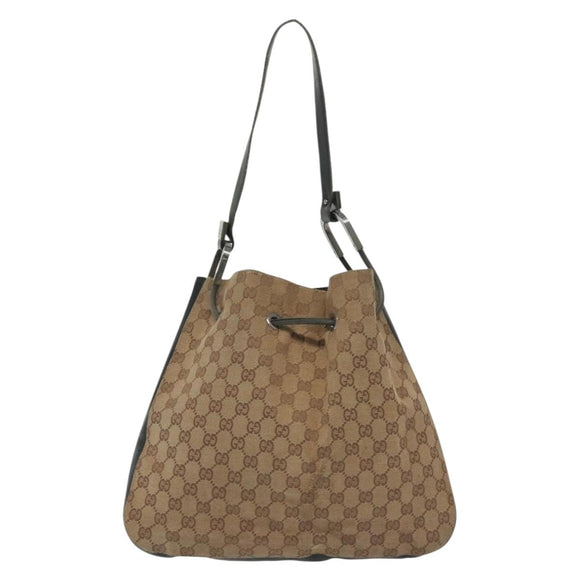 GUCCI GG Canvas Shoulder Bag Beige Gold 001 3746 Auth fm4857