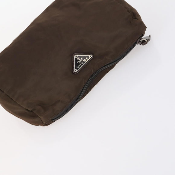 PRADA Pouch Nylon 4Set Black Brown Auth fm4859
