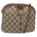 GUCCI GG Supreme Web Sherry Line Bag PVC Beige Gold 98 02 047 Auth fm4861-1