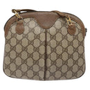 GUCCI GG Supreme Web Sherry Line Bag PVC Beige Gold 98 02 047 Auth fm4861-2