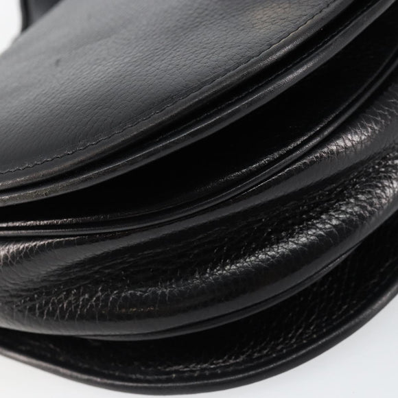 CELINE Shoulder Bag Leather Black Gold Auth fm4869