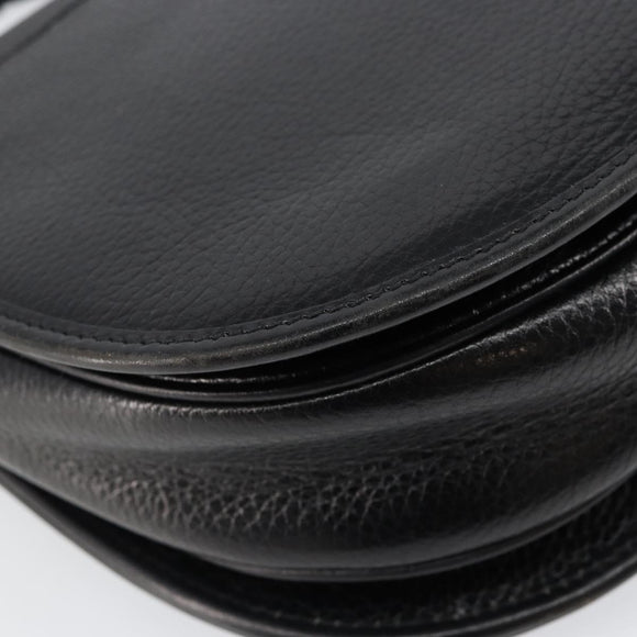 CELINE Shoulder Bag Leather Black Gold Auth fm4869