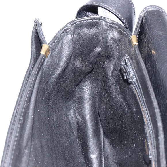 CELINE Shoulder Bag Leather Black Gold Auth fm4869