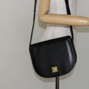 CELINE Shoulder Bag Leather Black Gold Auth fm4869-22
