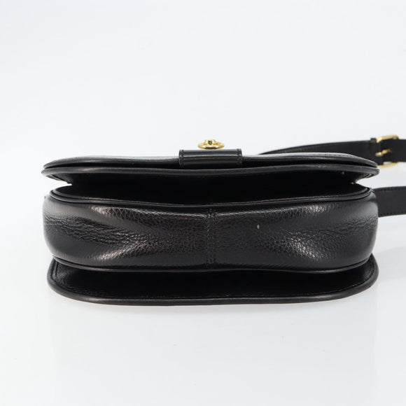 CELINE Shoulder Bag Leather Black Gold Auth fm4869