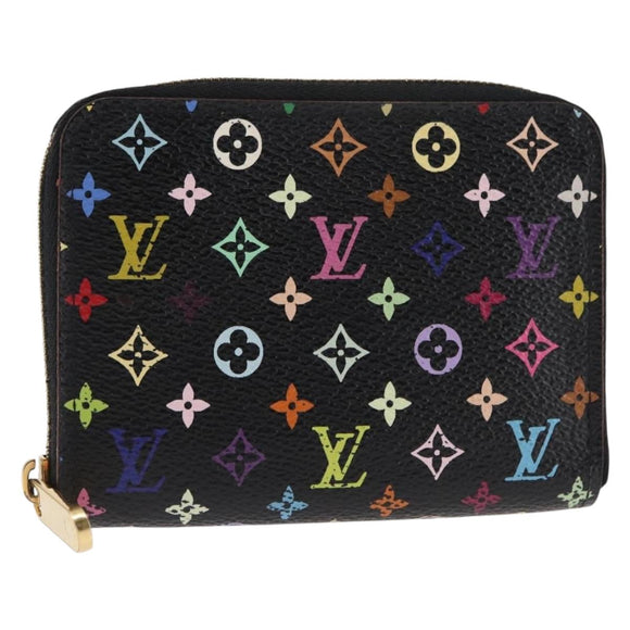 LOUIS VUITTON Monogram Multicolor Zippy Coin Purse Black M93740 LV Auth fm4871