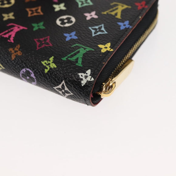 LOUIS VUITTON Monogram Multicolor Zippy Coin Purse Black M93740 LV Auth fm4871