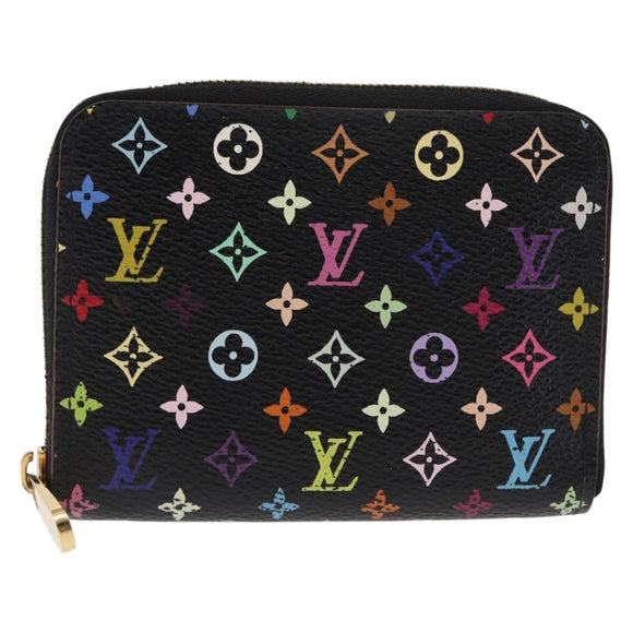 LOUIS VUITTON Monogram Multicolor Zippy Coin Purse Black M93740 LV Auth fm4871