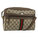 GUCCI GG Supreme Web Sherry Line Bag PVC Beige Gold 98 02 005 Auth fm4874-1