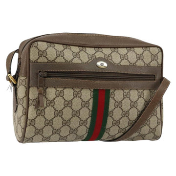 GUCCI GG Supreme Web Sherry Line Bag PVC Beige Gold 98 02 005 Auth fm4874