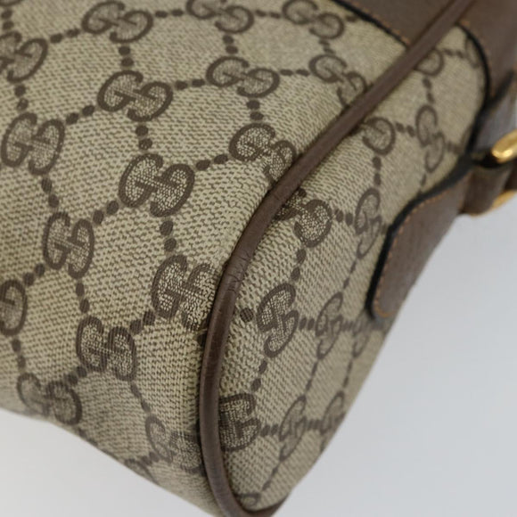 GUCCI GG Supreme Web Sherry Line Bag PVC Beige Gold 98 02 005 Auth fm4874