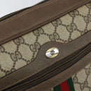 GUCCI GG Supreme Web Sherry Line Bag PVC Beige Gold 98 02 005 Auth fm4874-18