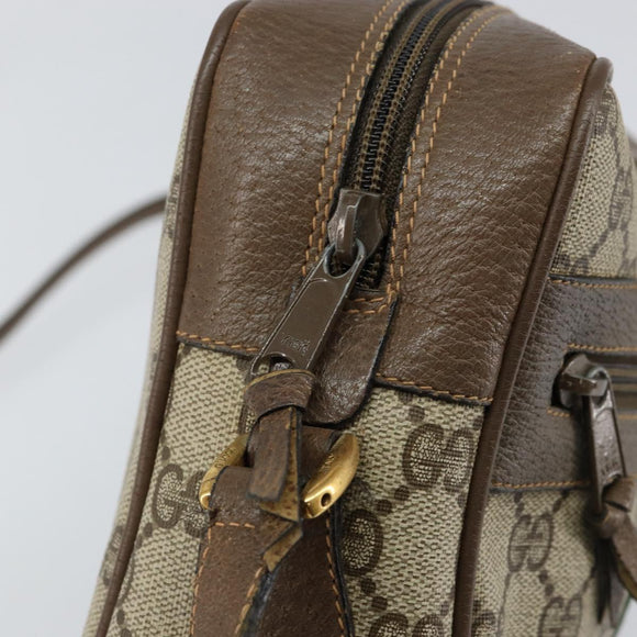 GUCCI GG Supreme Web Sherry Line Bag PVC Beige Gold 98 02 005 Auth fm4874